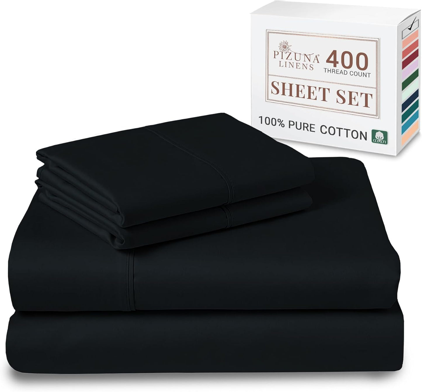 100% Cotton Sheets Full Size, Luxurious 400 Thread Count Long Staple Cotton Sateen Sheets with 15inch Deep Pocket (Combed Silver Sheet Full)