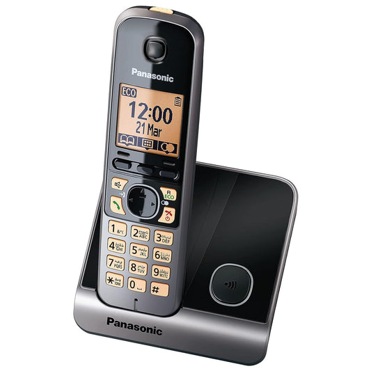 Panasonic Digital Cordless Phone with Call Blocking, Arabic language support, 1 Handset, UAE Certified - KX-TG6711UE1 (Black)