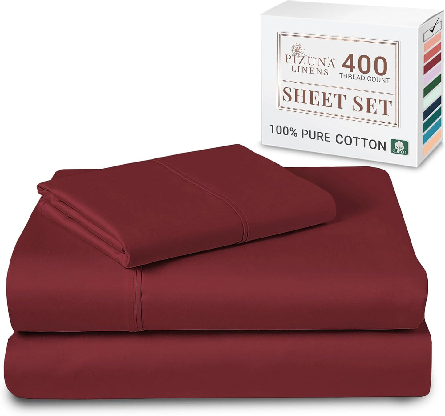 100% Cotton Sheets Full Size, Luxurious 400 Thread Count Long Staple Cotton Sateen Sheets with 15inch Deep Pocket (Combed Silver Sheet Full)