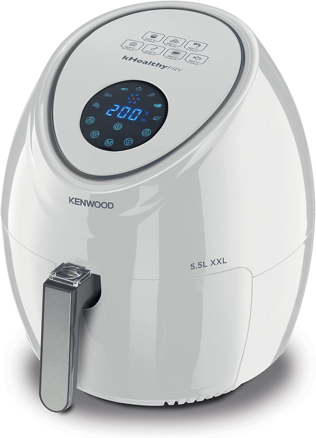 Kenwood Digital Air Fryer XXL 5.5L 2.4KG 1800W with Rapid Hot Air Circulation for Frying, Grilling, Broiling, Roasting, Baking and Toasting HFP50.000WH, White