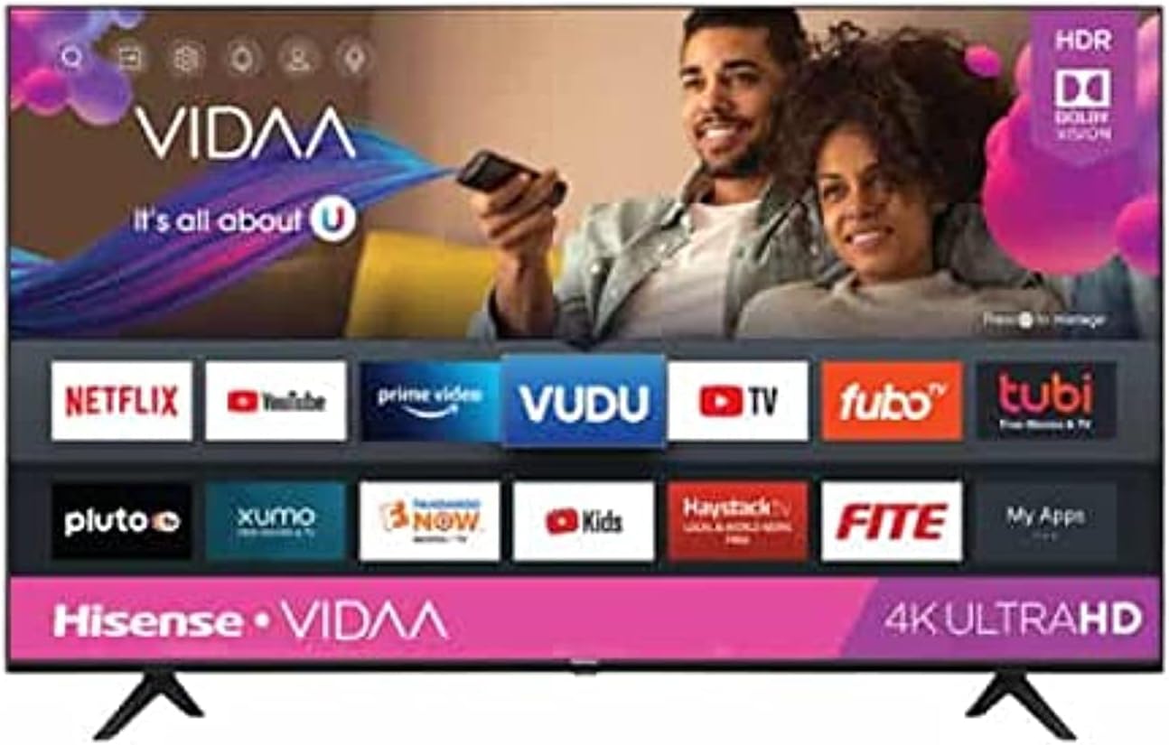 Hisense 50 Inch TV 4K UHD Smart TV, With Dolby Vision HDR, DTS Virtual X, YouTube, Netflix, Freeview Play & Alexa Built-in, Bluetooth & WiFi Black Model 50A61GTUK - 1 Year Full Warranty.