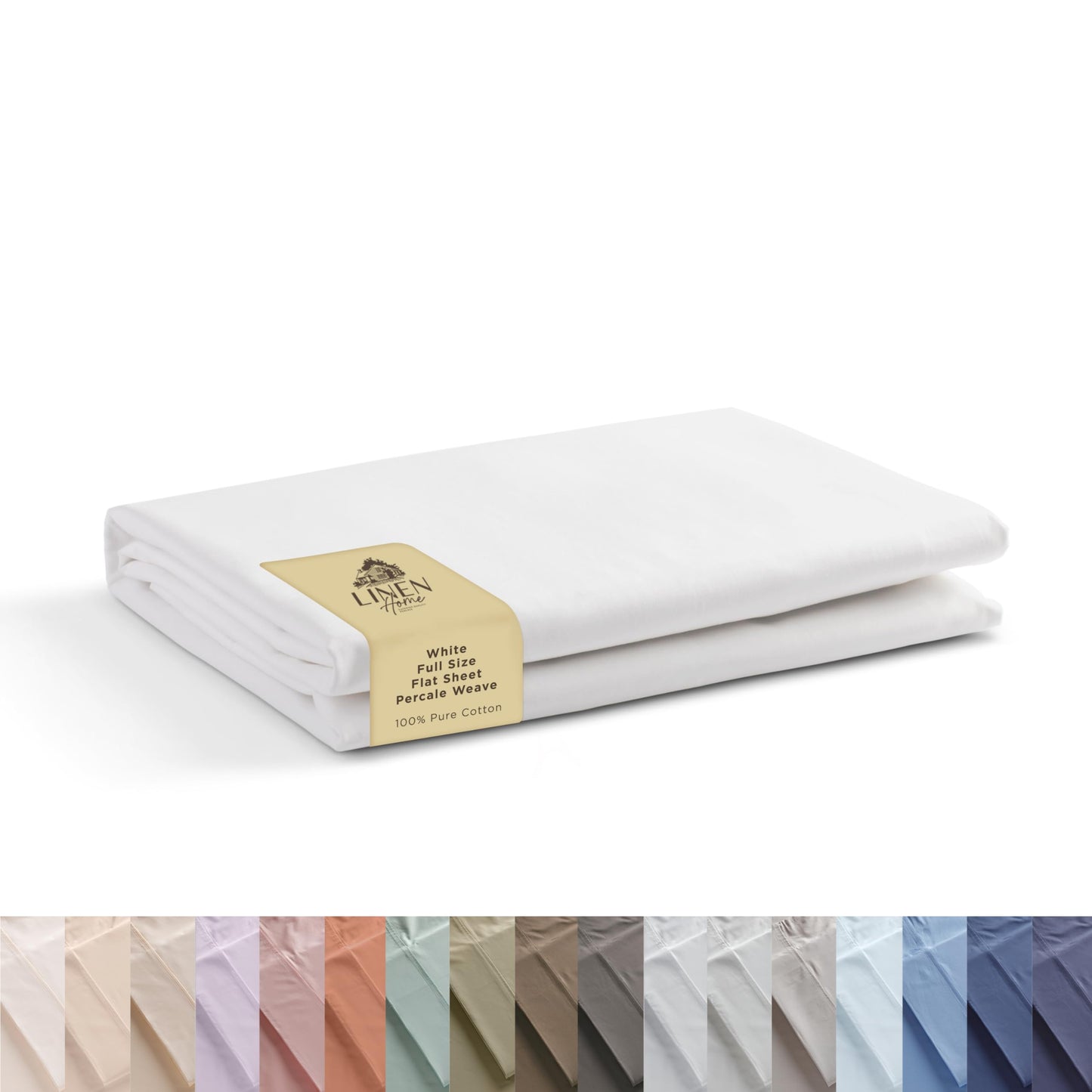 Linen Home 100% Cotton Percale 1 Flat Sheet, Full Size - Crisp, Cool and Strong Bed Linen, Luxury Breathable Sheet, Pastel Turk