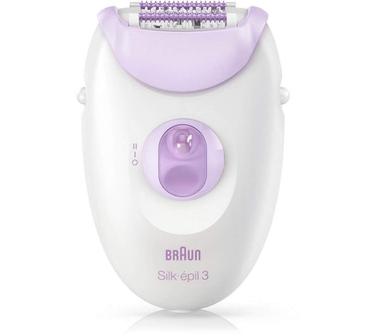 Braun Silk-épil 3 Women's Epilator, Electric Hair Removal, White/Purple (Packaging May Vary)