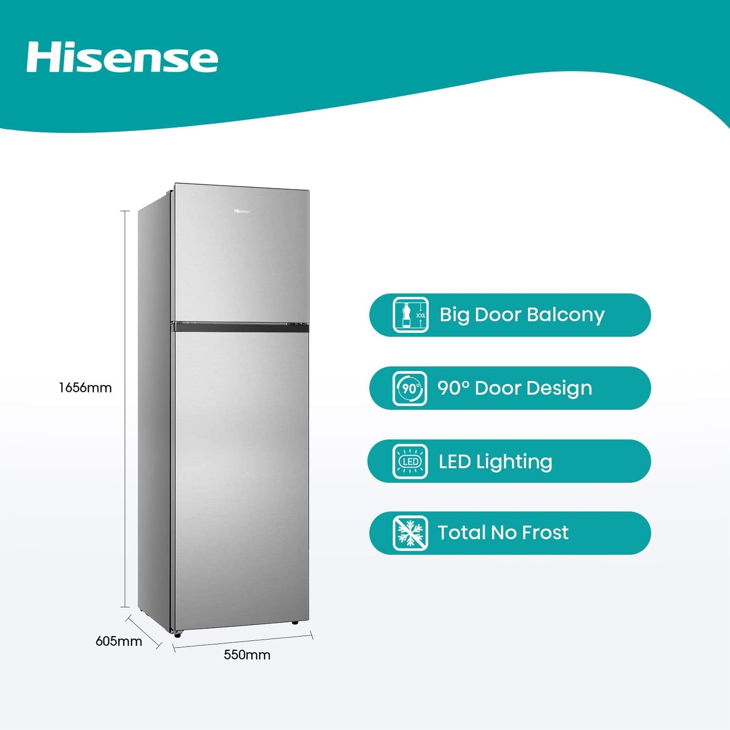 Hisense Refrigerator 264 Liter Top Mount Double Door Silver Model Rt264N4Dgn"Min 1 year manufacturer warranty"