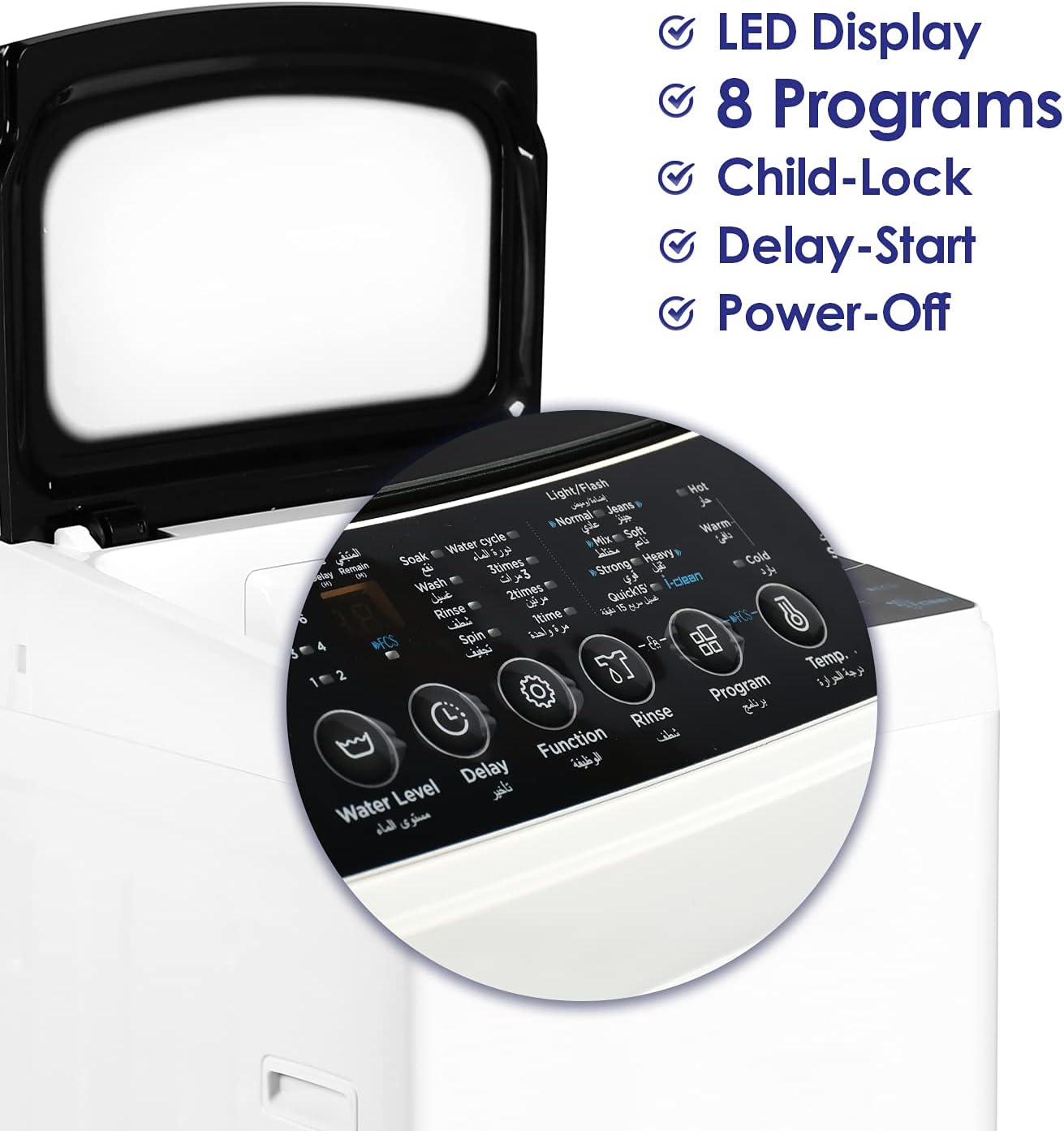 Super General 6 kg fully automatic Top-Loading Washing Machine SGW-622, White, 8 Programs, efficient Top-Load Washer with Child-Lock, LED Display, 1 Year Warranty