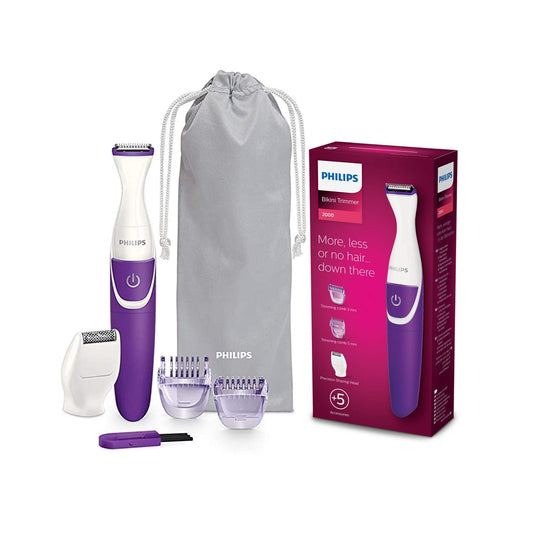 PHILIPS Essential Bikini Trimmer. Trim. Shave & Style. Mini Shaving Head Included. Portable. Battery , Brt38315, Whitepurple