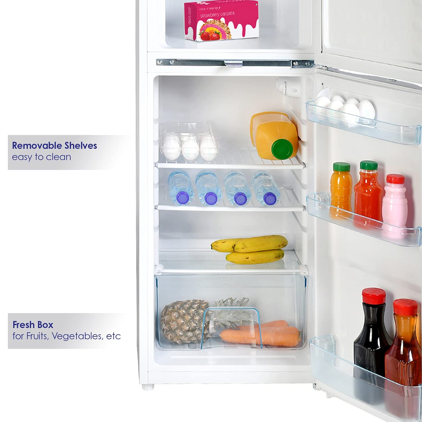 Super General 190 Liters Gross Compact Double Door Refrigerator-Freezer, Reversible door, Tropical Compressor, White, SGR-198-H, 48 x 53 x 137 cm, 1 Year Warranty