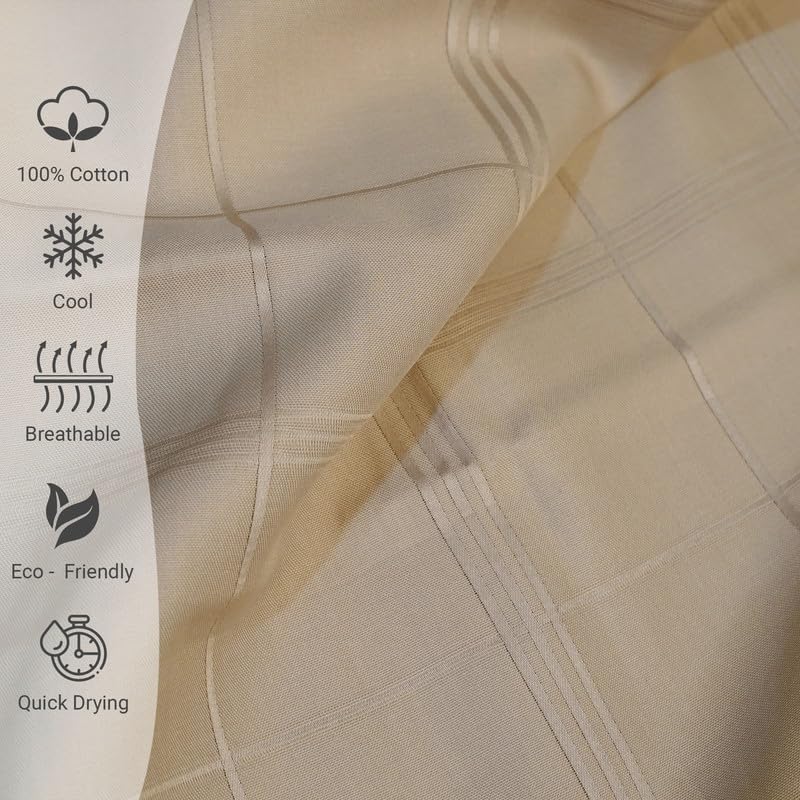 Taupe Dobby Striped Duvet Cover King Size Cotton, 300 Thread Count Long Staple 100% Cotton Cal King Damask Duvet Cover Set, California King Duvet Cover with Button Closure (Striped Duvet Cover) Pizuna
