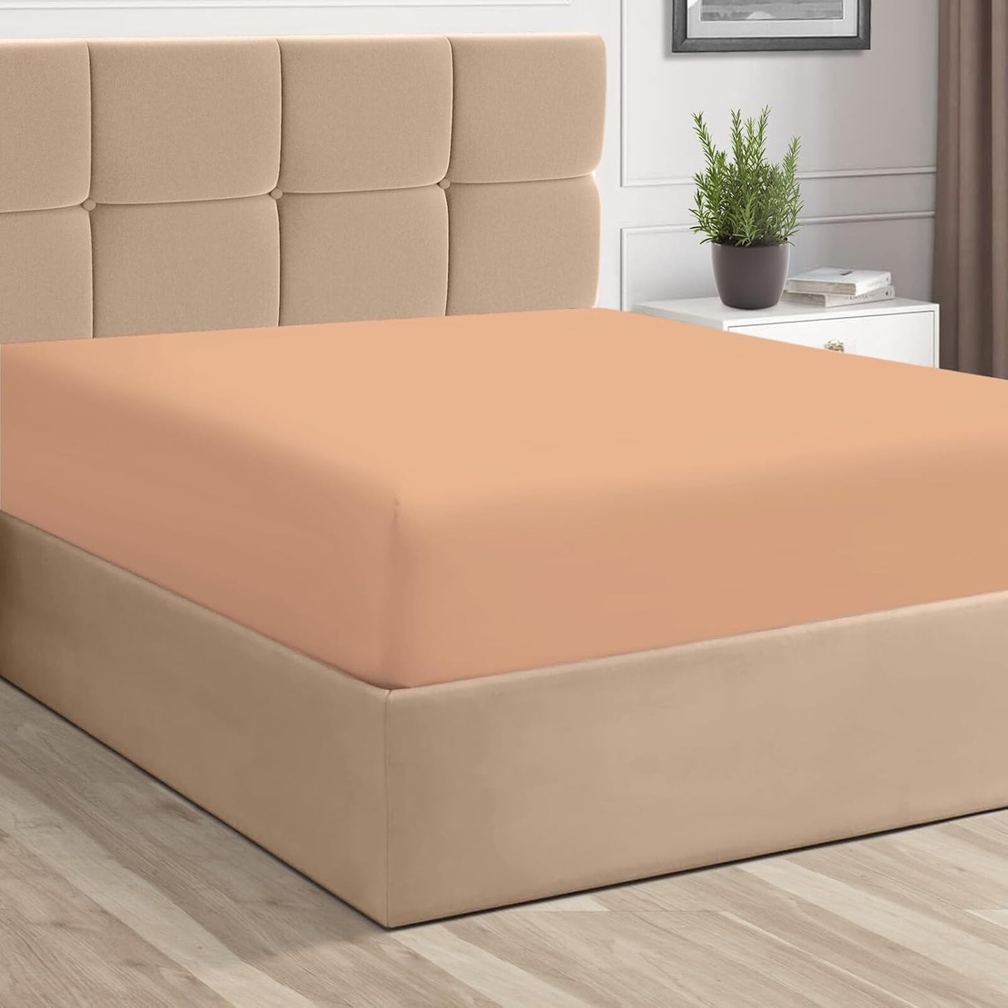 100% Cotton Twin Fitted Sheet White, Luxurious 400 Thread Count Long Staple Cotton Sateen 15" Deep Pocket Twin Sheets (Combed Cotton Fitted Sheet)