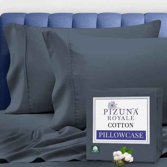 1000 Thread Count Pillowcases King Dark Blue, 100% Long Staple Cotton Pillow Cases, Luxurious Sateen Weave Set of 2 Pillow Covers (Dark Blue King Size 100% Cotton Pillow Cases)