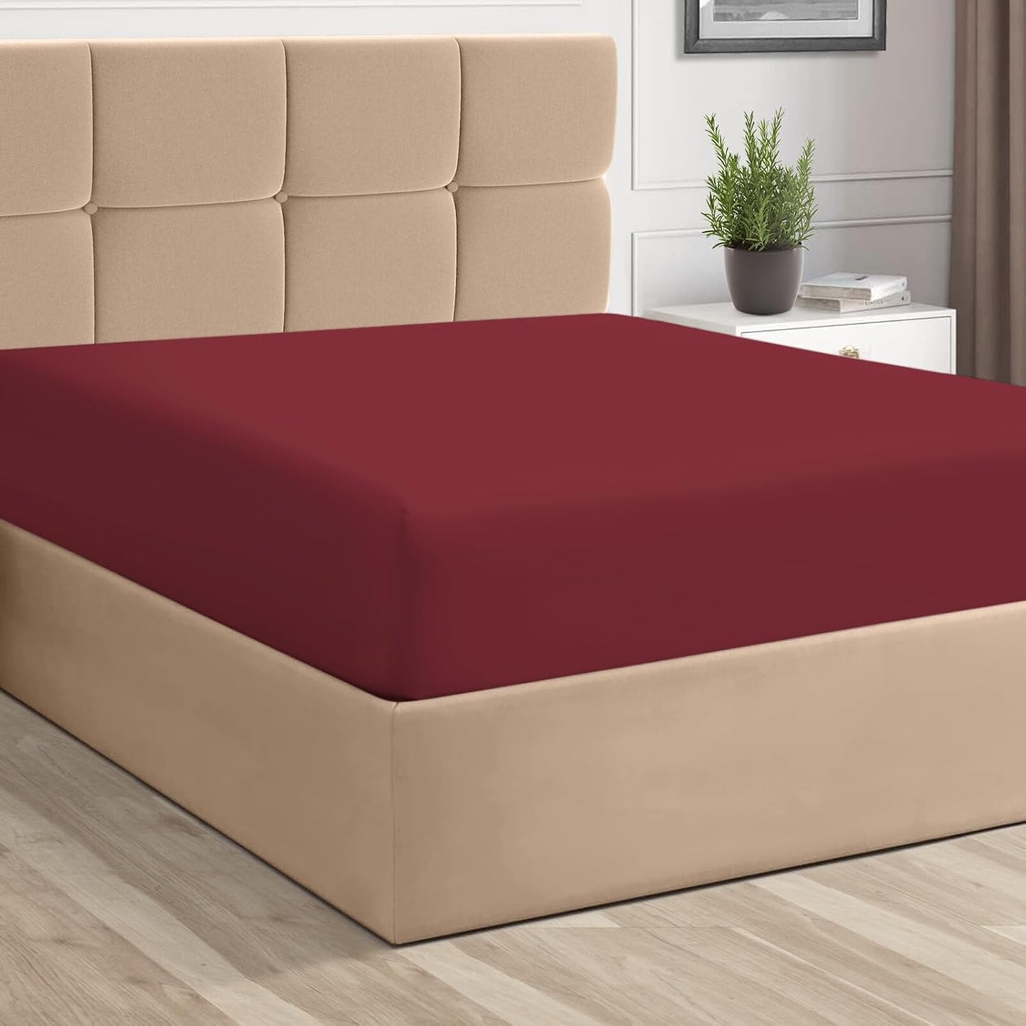 100% Cotton Twin Fitted Sheet White, Luxurious 400 Thread Count Long Staple Cotton Sateen 15" Deep Pocket Twin Sheets (Combed Cotton Fitted Sheet)