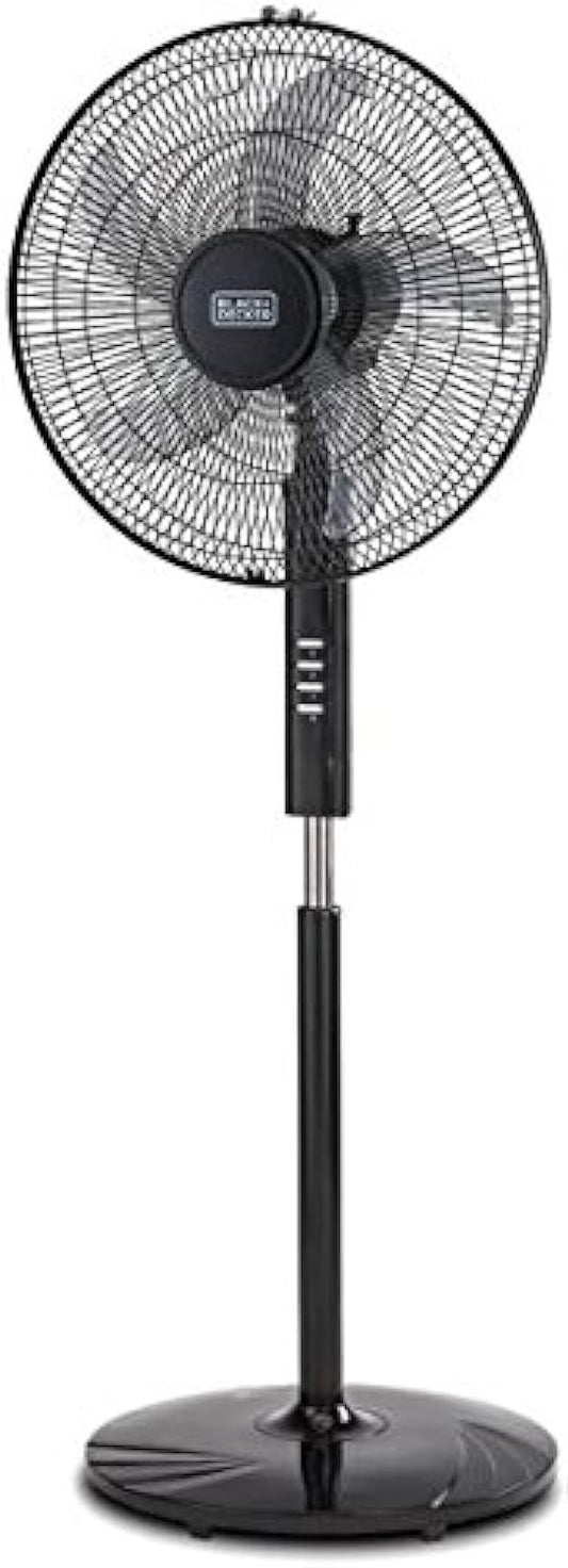 Black & Decker 60W Stand Fan 16 Inch Diameter, 90° Wide Swing 3 Speeds Plus Modes And 5AS Blade, For The Perfect Temperature FS1620-B5 2 Years Warranty