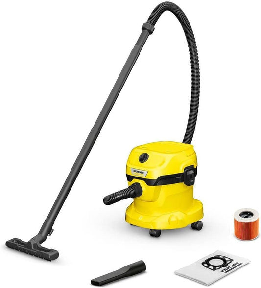 Karcher WD2 Wet & Dry Vacuum Cleaner, 12 Liter Container, Multi-Purpose Home Cleaning, Powerful Suction, Versatile Accessories, Yellow