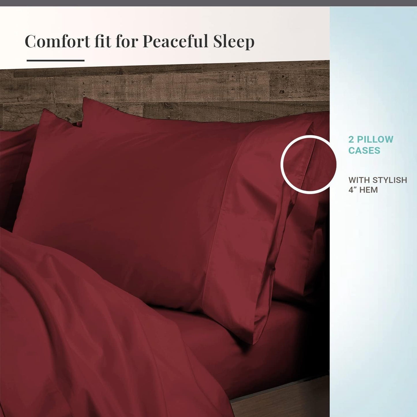 Soft 600 Thread Count Cotton Pillowcase Rio Red Rio Red 2pc, 100% Long Staple Cotton Smooth & Crisp Satin Pillowcase Standard Size with Stylish 4 inch Hem (Rio Red 100% Cotton Pillowcases Standard)