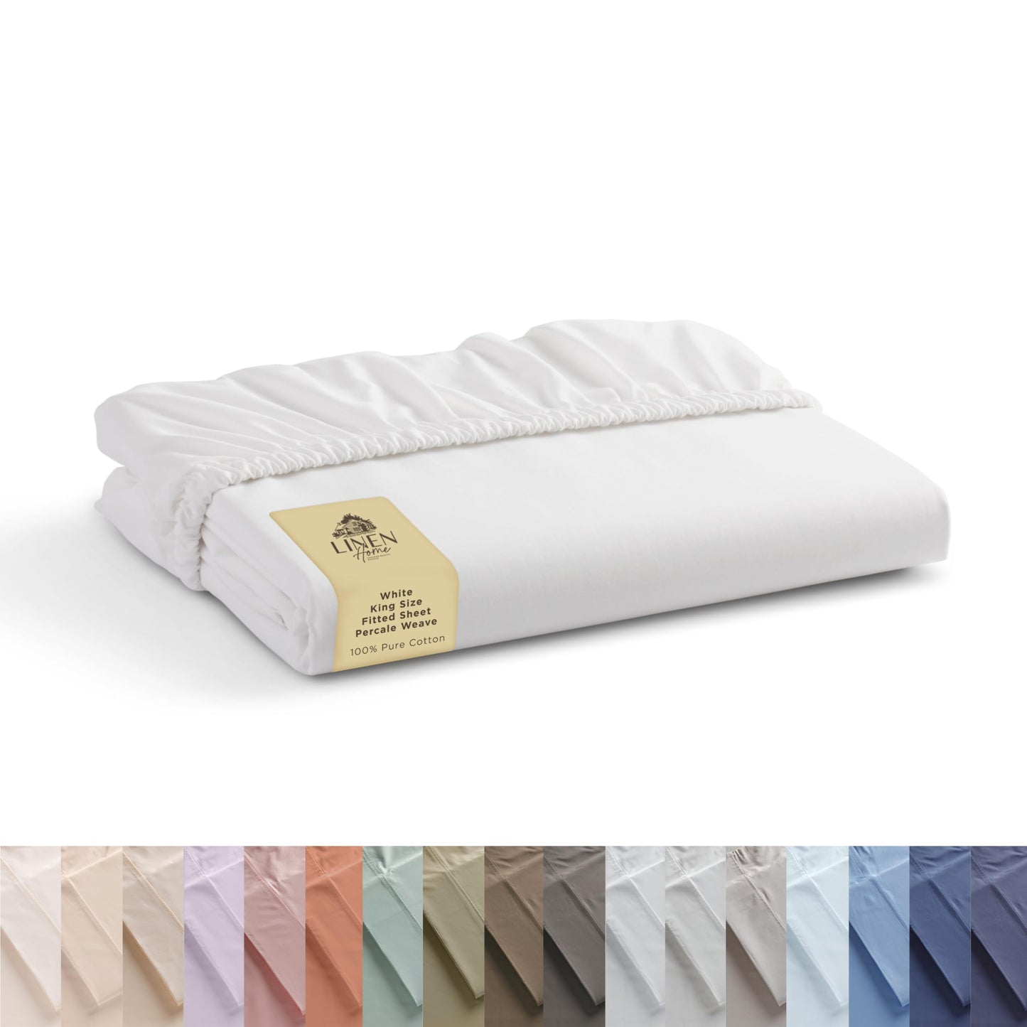 Linen Home 100% Cotton Percale Weave Fitted Sheet, Full Size, Charcoal, 1 Deep Pocket Fitted Sheet, Fits Mattress Upto 16" Crisp and Cool Strong Bed Linen, 54"X75"+15"