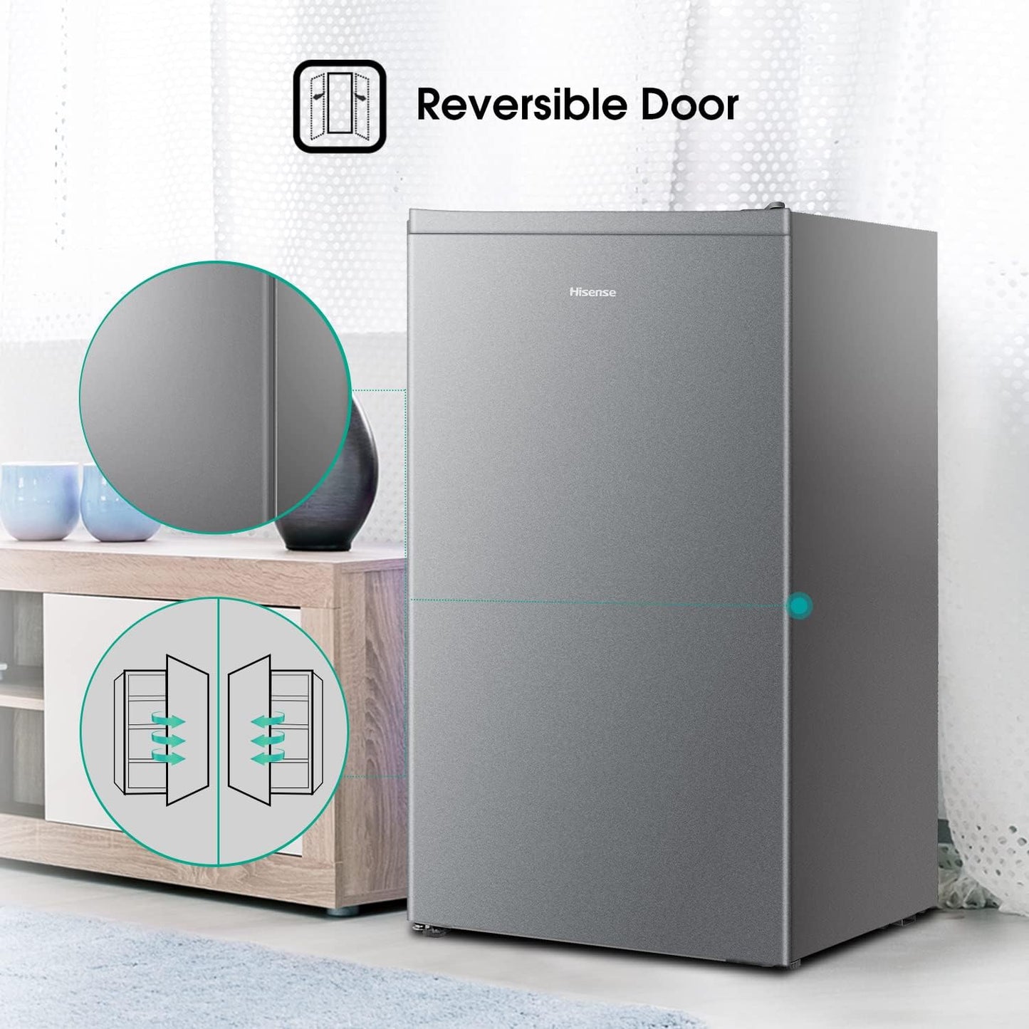 Hisense 60 Liter Compact Single Door Refrigerator, Silver - RR60D4ASU"Min 1 year manufacturer warranty"