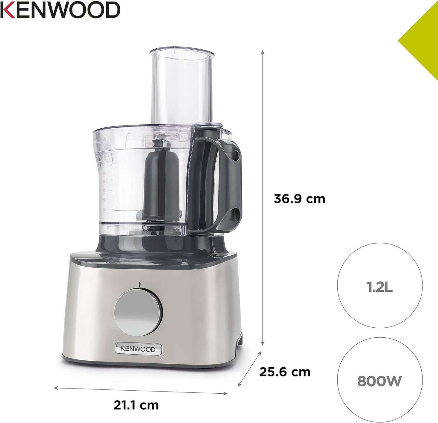 Kenwood Food Processor 1000W Multi-Functional With 3 Stainless Steel Disks, Glass Blender, Chopper Bowl, Grinder Mill, Juicer Extractror, Dual Metal Whisk, Dough Maker, Citrus Juicer Fdm788Ba Silver