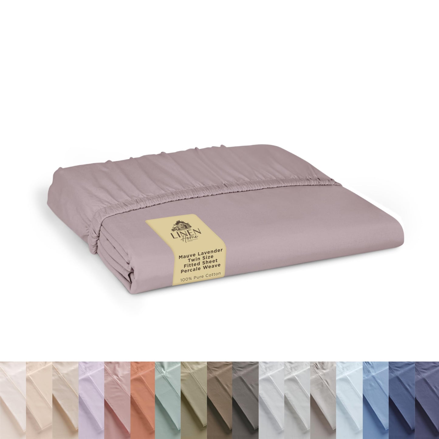 Linen Home 100% Cotton Percale Weave Fitted Sheet, Twin Size, Silver, 1 Deep Pocket Fitted Sheet, Fits Mattress Upto 16" Crisp and Cool Strong Bed Linen, 39"X75"+15"