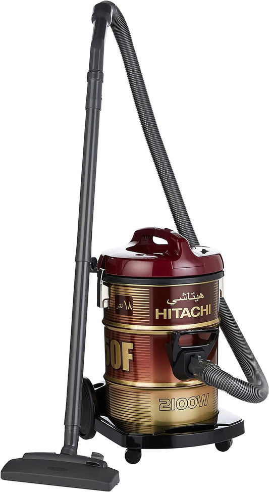Hitachi Drum Vacuum Cleaner 2100 Watts, 18 Liters Tank Dust Capacity With 7.8M Extra Long Power Code, Removable & Washable Filter, Rug-Floor Nozzle, Best For Home, Office & Mosque, CV950F24CBSWR