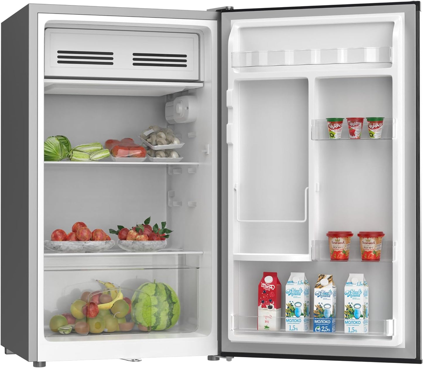 KROME 60L Gross, Single Door Compact Refrigerator, Energy Class A+, Reversible Door, Mini Fridge Suitable for Kitchen, Bedroom Office & Minibar, INOX Color, 5 Year Compressor Warranty- KR-RDC60H