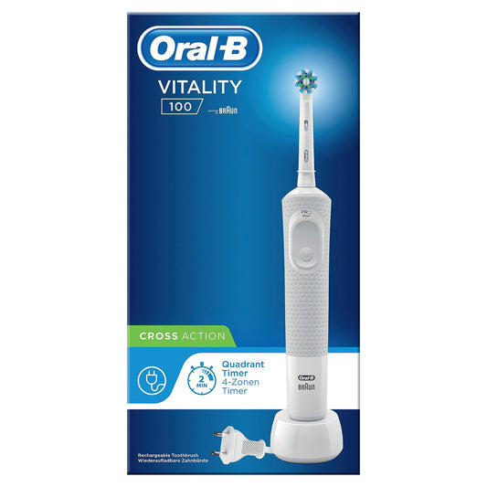 Oral-B Vitality 100 Electric Rechargeable Toothbrush, White (With Uae 3 Pin Plug)