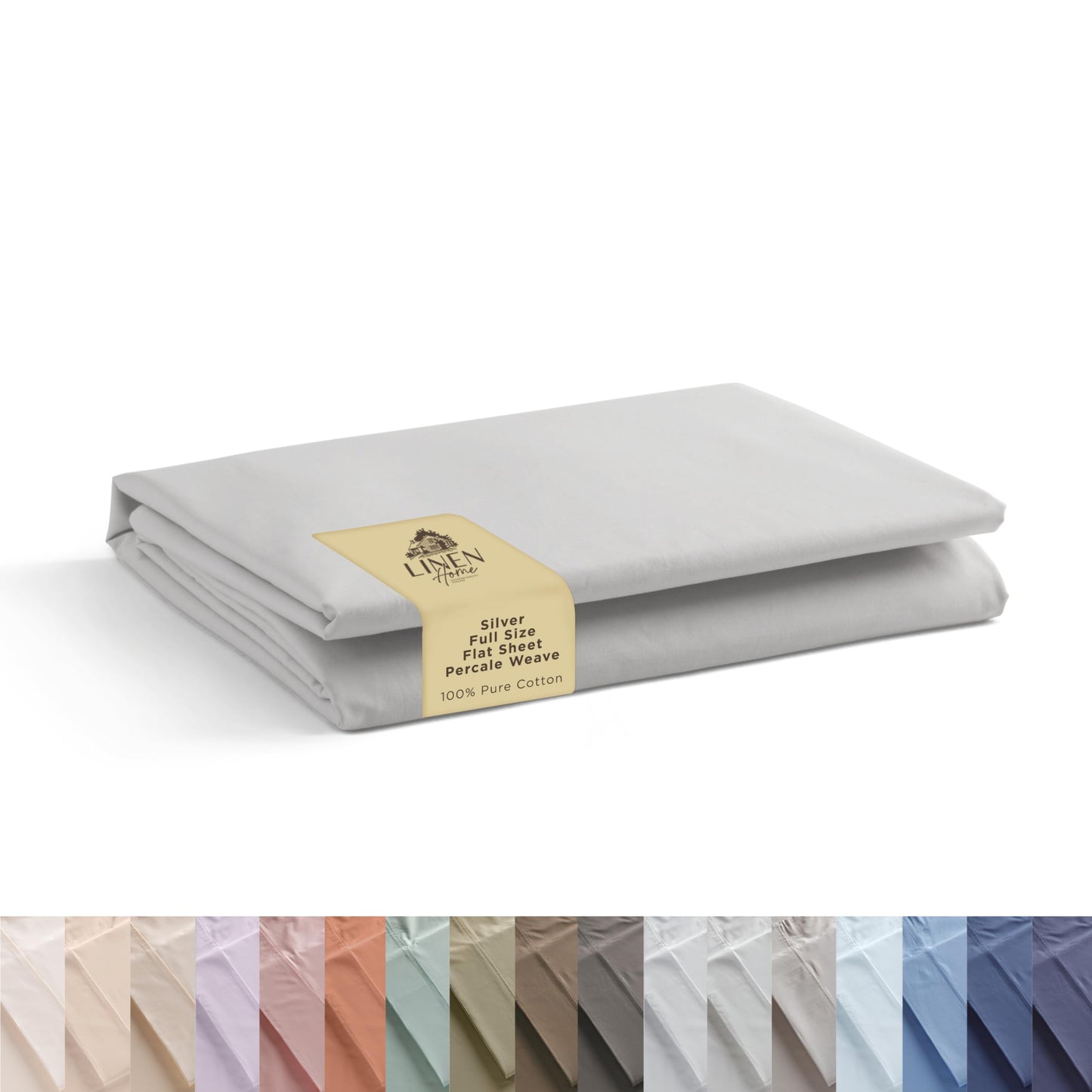 Linen Home 100% Cotton Percale 1 Flat Sheet, Full Size - Crisp, Cool and Strong Bed Linen, Luxury Breathable Sheet, Pastel Turk