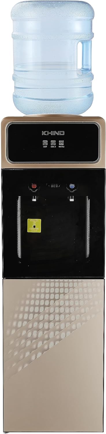 KHIND 7 Liters Freestanding Water Dispenser with Auto Suction Pump, Hot, Normal, & Cold Water Dispensing, Bottom Load, Child Lock, Intelligent Indicator Lights, Black - WD-3BP- Made In China