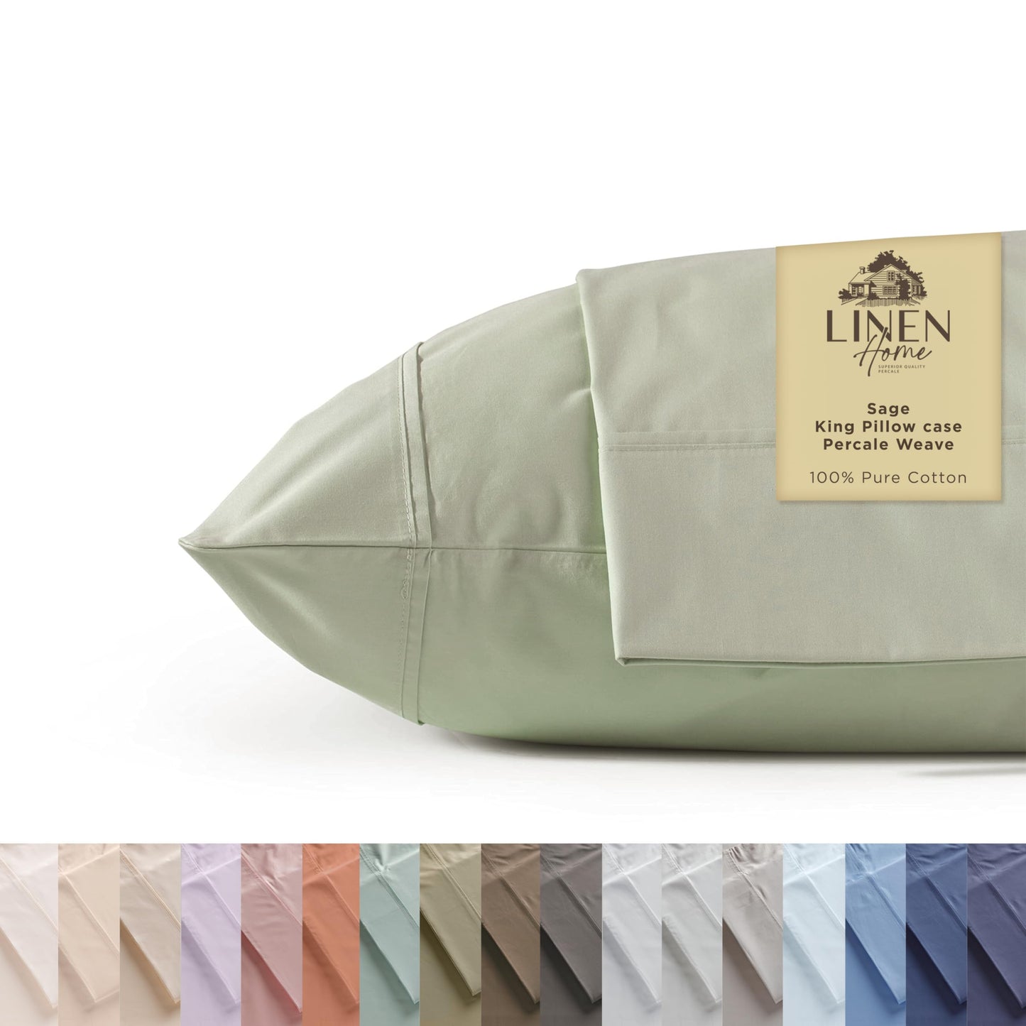 Linen Home 600 Thread Count King Pillowcase Set | 100% Long-Staple Cotton Pillow Cases | Soft & Smooth Luxury Satin Set of 2 Pillowcases | 4 Inch Z Hem | Baby Blue