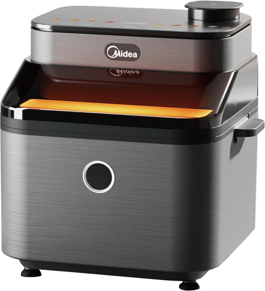 Midea 7.3L Extra Large Digital Air Fryer 1500W with Large See-Through Window, Dual Frying Functions, 8 Functions with Digital Panel, Dual Cyclone Rapid Hot Technology, Largest Oil Less Fryer, MFCY75A2