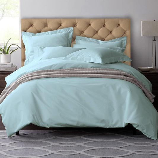 600 Thread Count 3 Piece Duvet Cover Set, 100% Long Staple Cotton Baby Blue King Quilt Cover, Luxury Soft Sateen Weave Bedding Set with Button Closure (Baby Blue King/Cal King 3PC Duvet Cover Set)