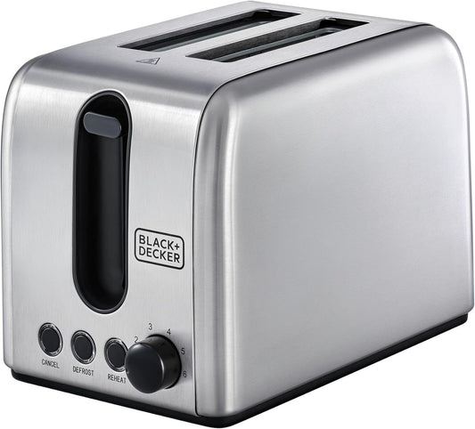 BLACK+DECKER 2 Slice Stainless Steel Toaster, Silver - ET244-B5.