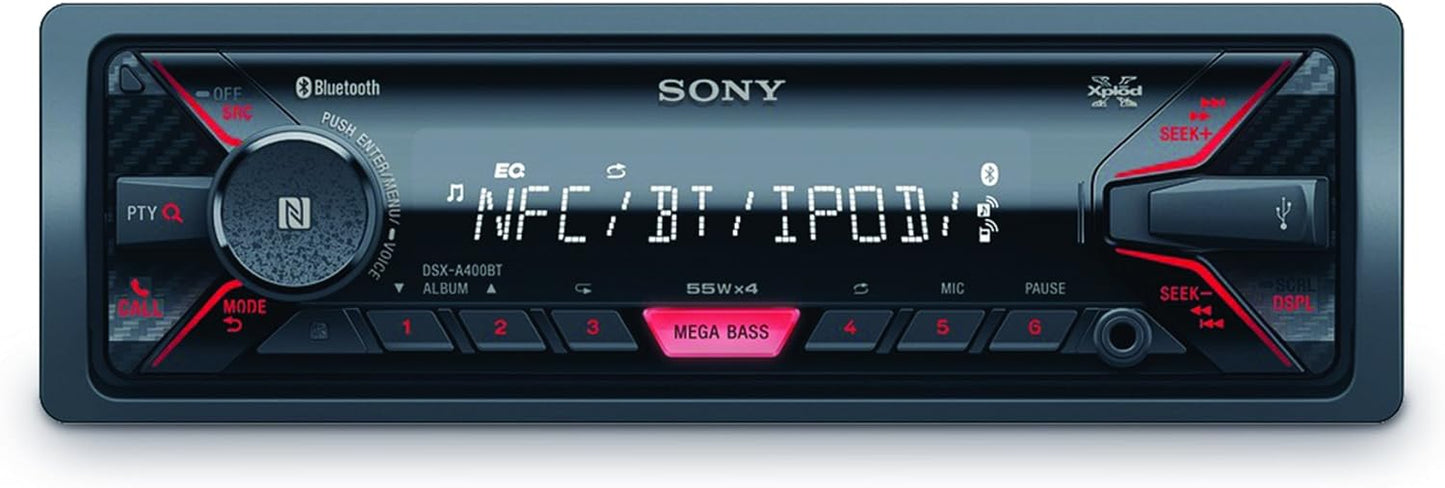 Sony DSX-A416BT Car radio With Dual Bluetooth, NFC, USB and AUX connection and Apple iPod/iPhone Control, 35000 Colours and Handsfree - Multi-Colour