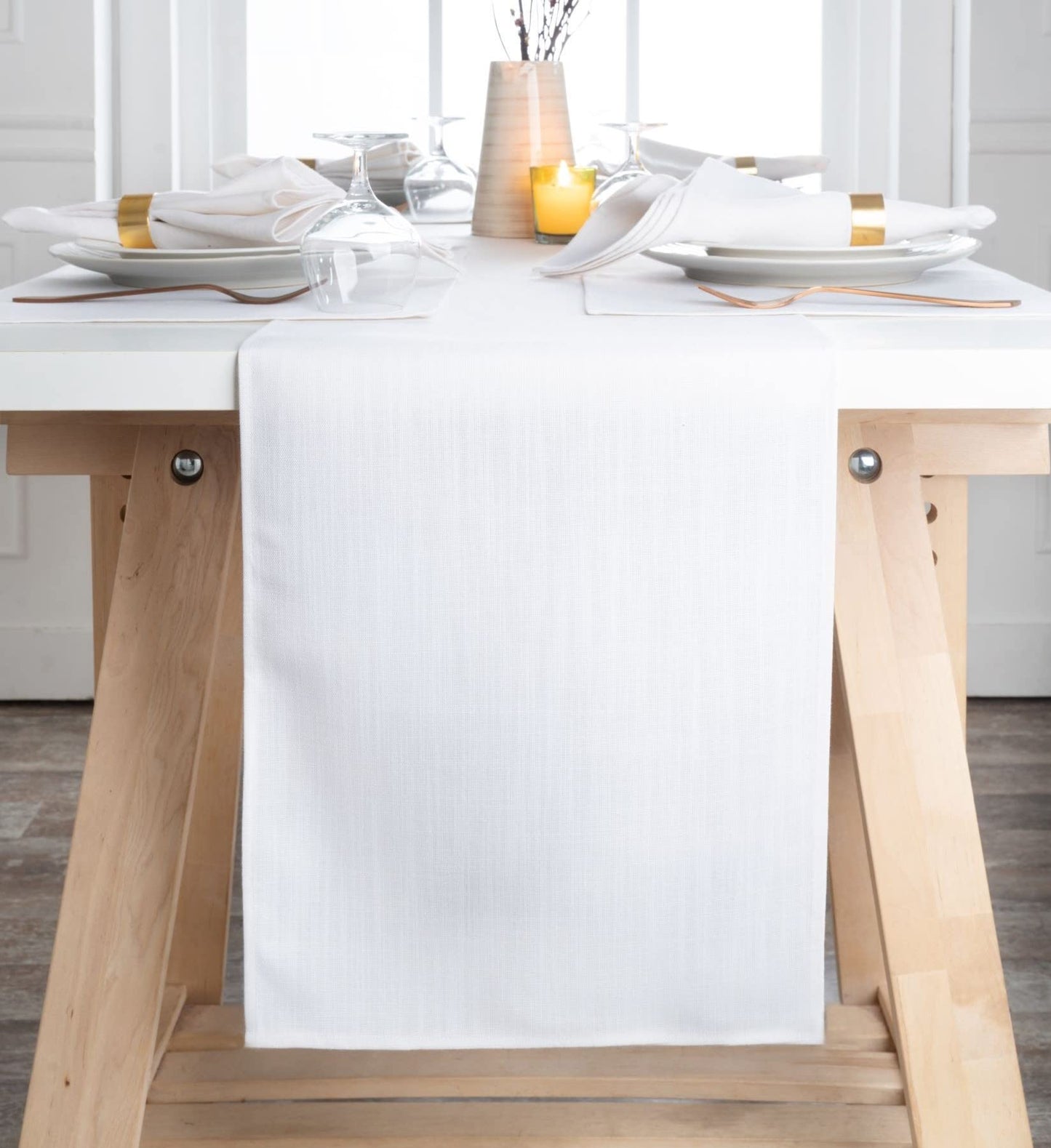 D'Moksha Homes Charcoal Grey Table Runner 13 x 72 Inch - Faux Linen Table Runner 72 Inches Long - Wrinkle Resistant, Machine Washable for Fall, Halloween - 100% Recycled Fabric