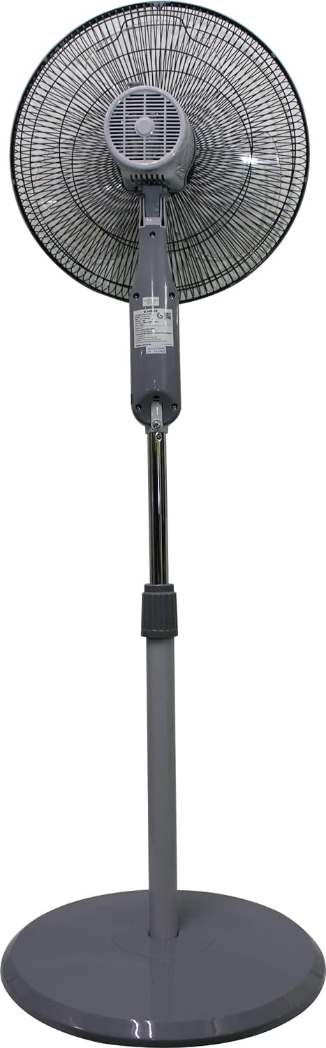 KHIND Pedestal Stand Fan 16-inch 2-in-1 Adjustable Height Cooling Indoor Outdoor Fan, Finger Safe Grills, Automatic Oscillation Perfect for Home,Office, Grey, 2 Year Warranty