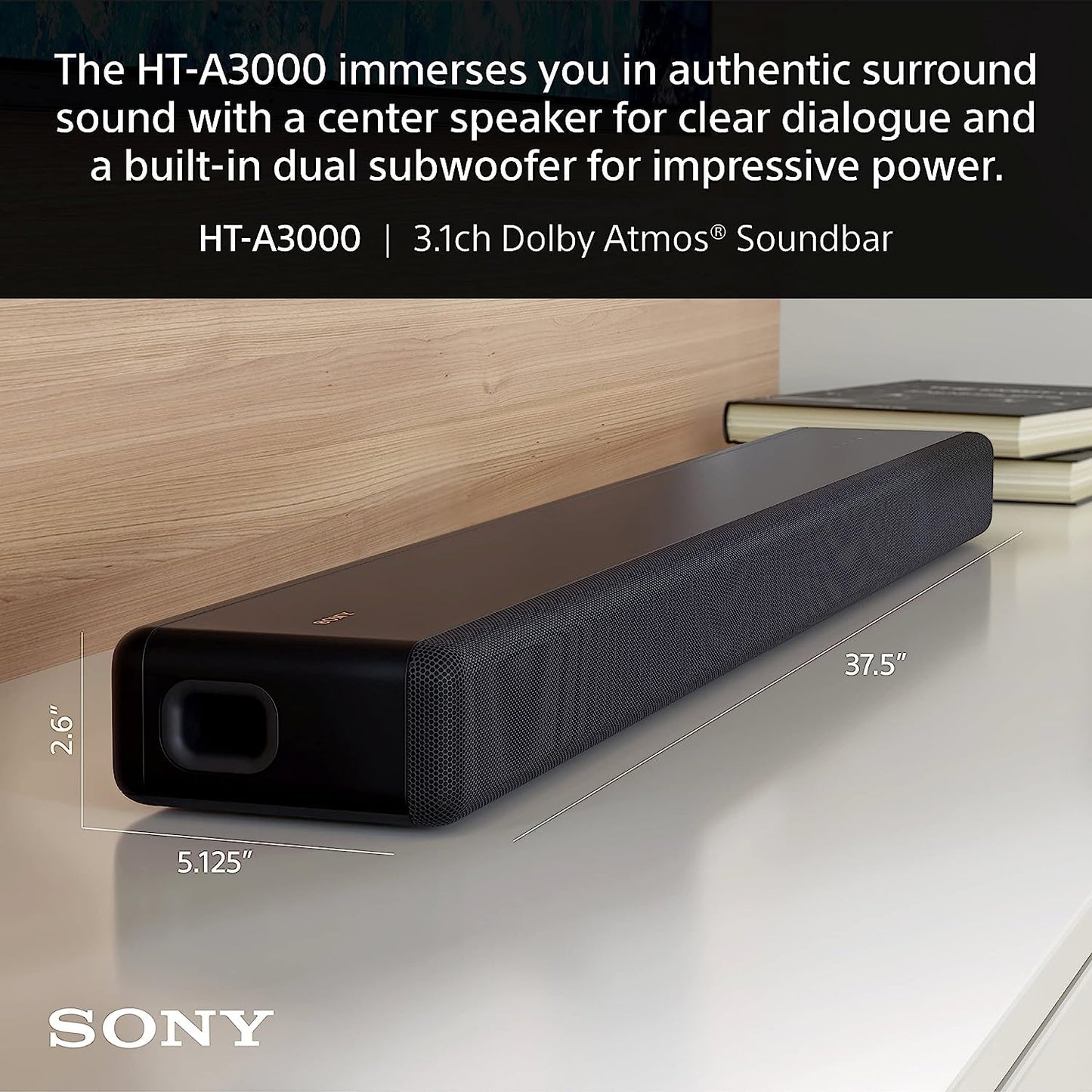 Sony HT-A3000 3.1ch Dolby Atmos Soundbar Surround Sound Home Theater with DTS:X Works with Google Assistant
