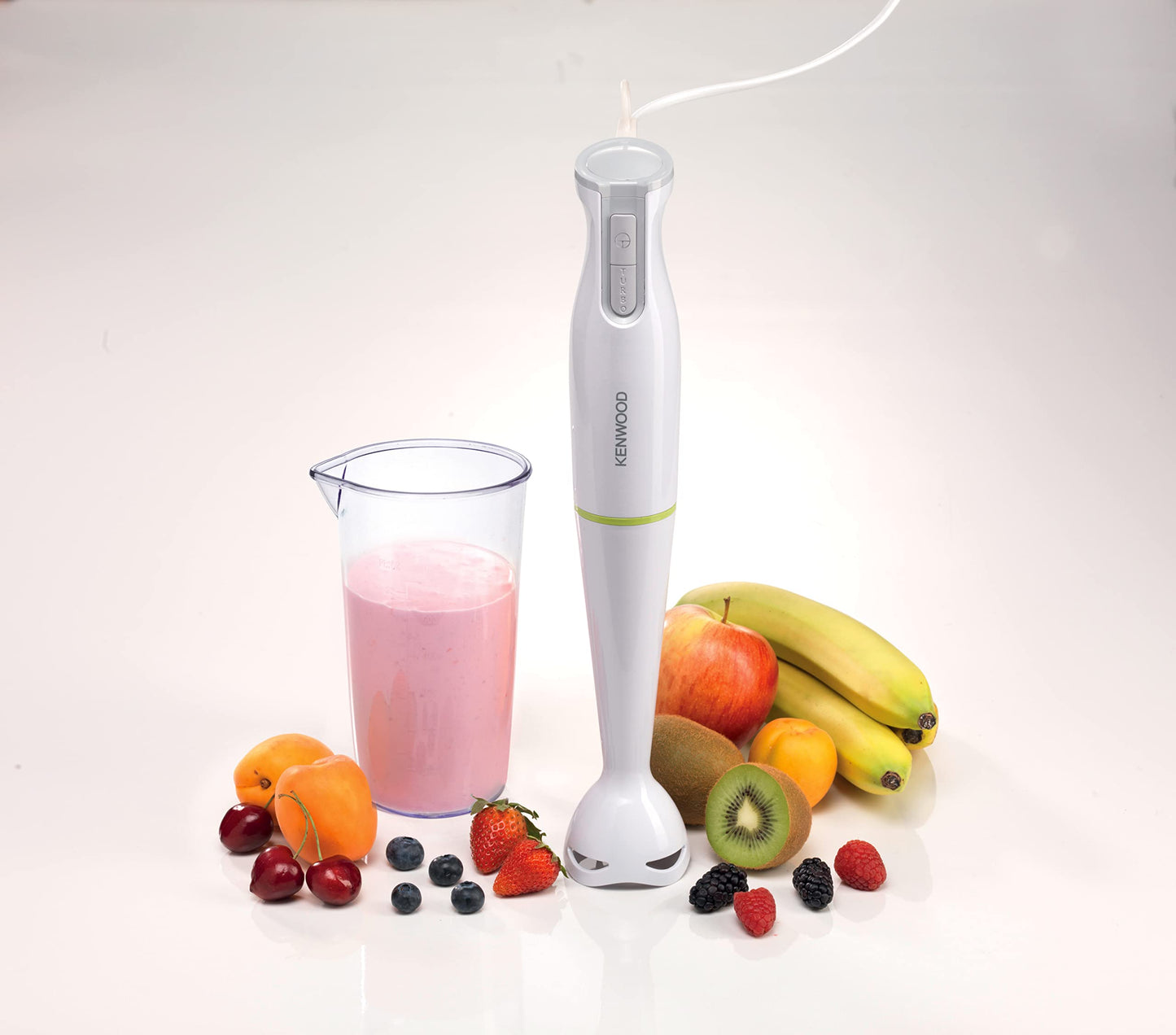 KENWOOD Hand Blender Metal Wand 600W Stick with Graduated Beaker, Turbo Function, Removable for Easy Cleaning HBM02.001WH White/Silver