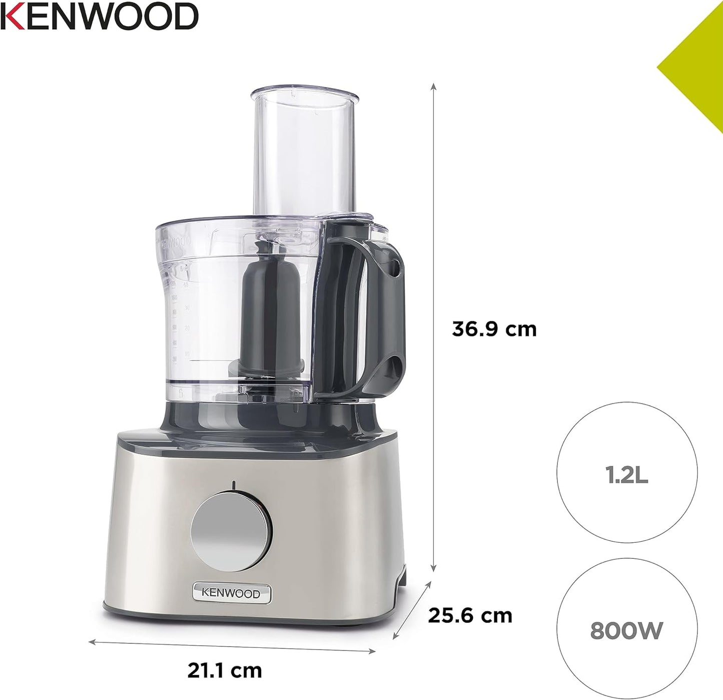 Kenwood Food Processor 1000W Multi-Functional With 3 Stainless Steel Disks, Glass Blender, Chopper Bowl, Grinder Mill, Juicer Extractror, Dual Metal Whisk, Dough Maker, Citrus Juicer Fdm788Ba Silver