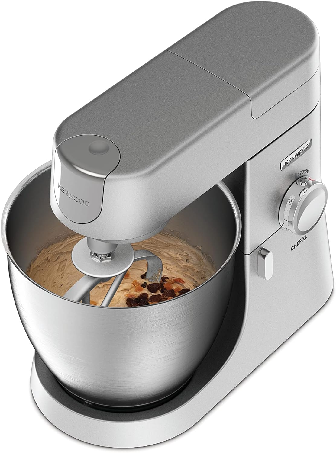 KENWOOD Stand Mixer Kitchen Machine Metal Body CHEF XL 1200W with 6.7L Stainless Steel Bowl, K-Beater, Whisk, Dough Hook, Blender KVL4110S Silver