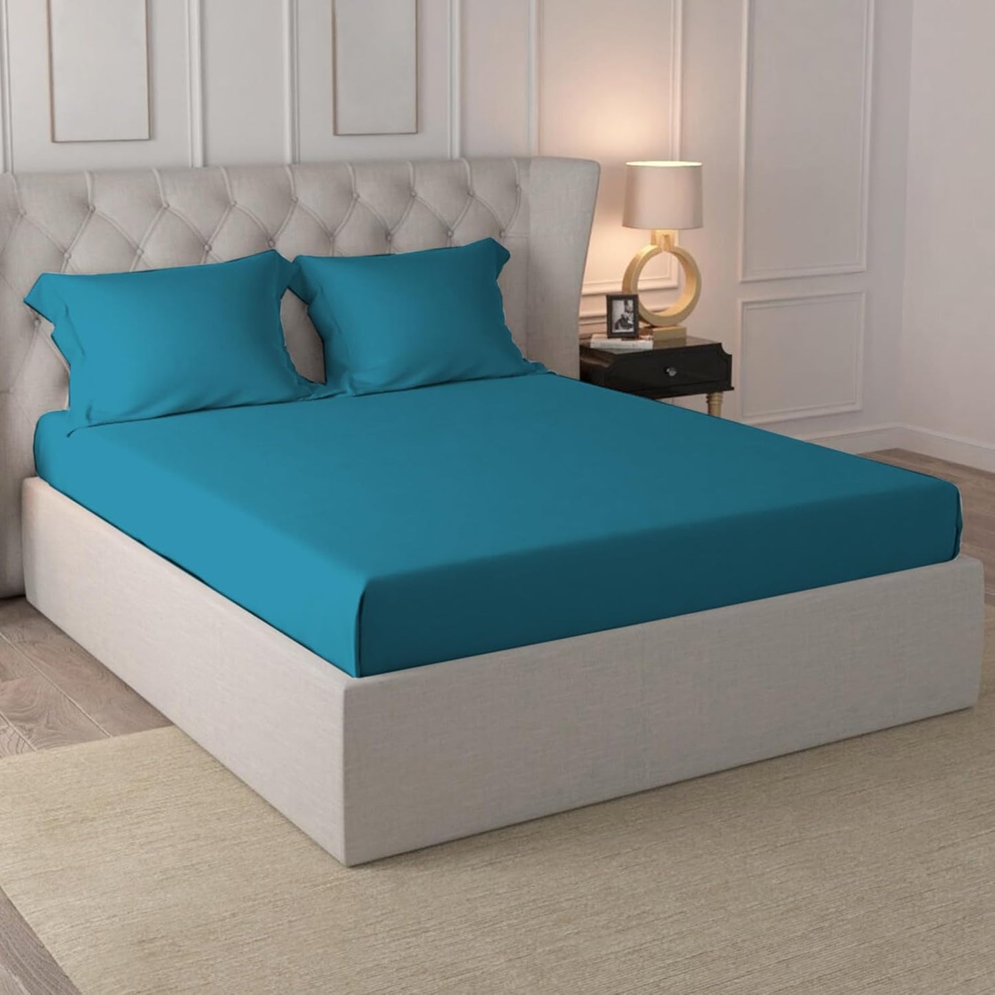 100% Cotton Twin Fitted Sheet White, Luxurious 400 Thread Count Long Staple Cotton Sateen 15" Deep Pocket Twin Sheets (Combed Cotton Fitted Sheet)