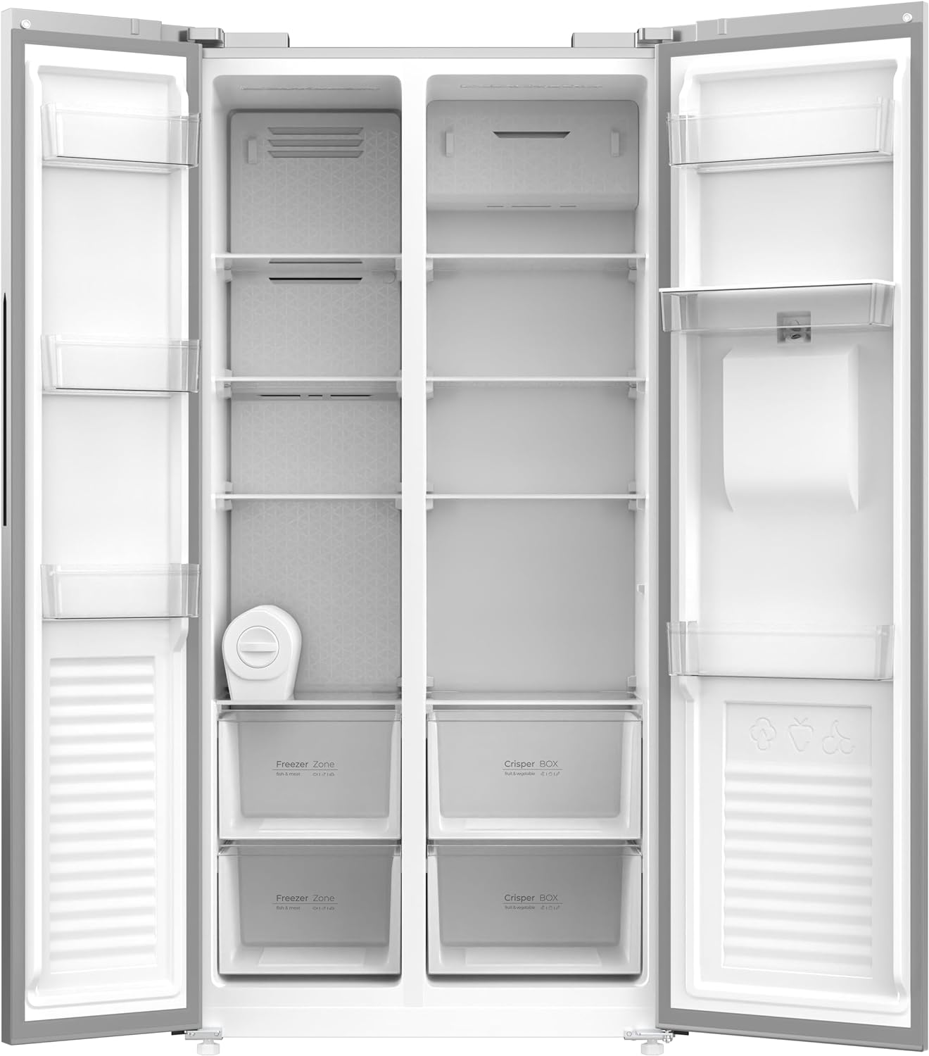 KROME 600L Gross, Side By Side Refrigerator with Multi Air Flow System, Electronic Touch Temperature Control, Door Alarm, No Frost Cooling System, 10 Year Compressor Warranty, Silver- KR-SBS601SM