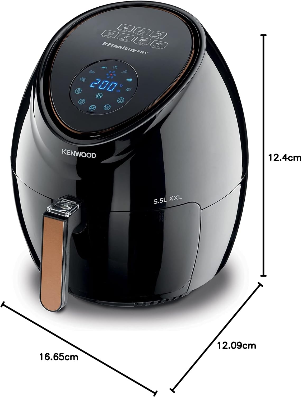 Kenwood Digital Air Fryer XXL 5.5L 2.4KG 1800W with Rapid Hot Air Circulation for Frying, Grilling, Broiling, Roasting, Baking and Toasting HFP50.000WH, White