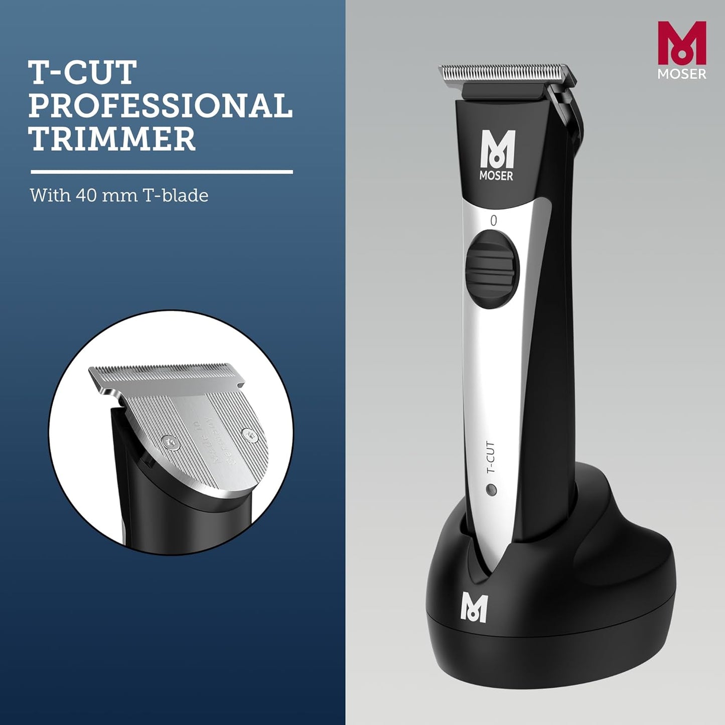 Moser 1591-0170, T-Cut Professional Cord/Cordless Trimmer With T-Blade (Pack of 1)