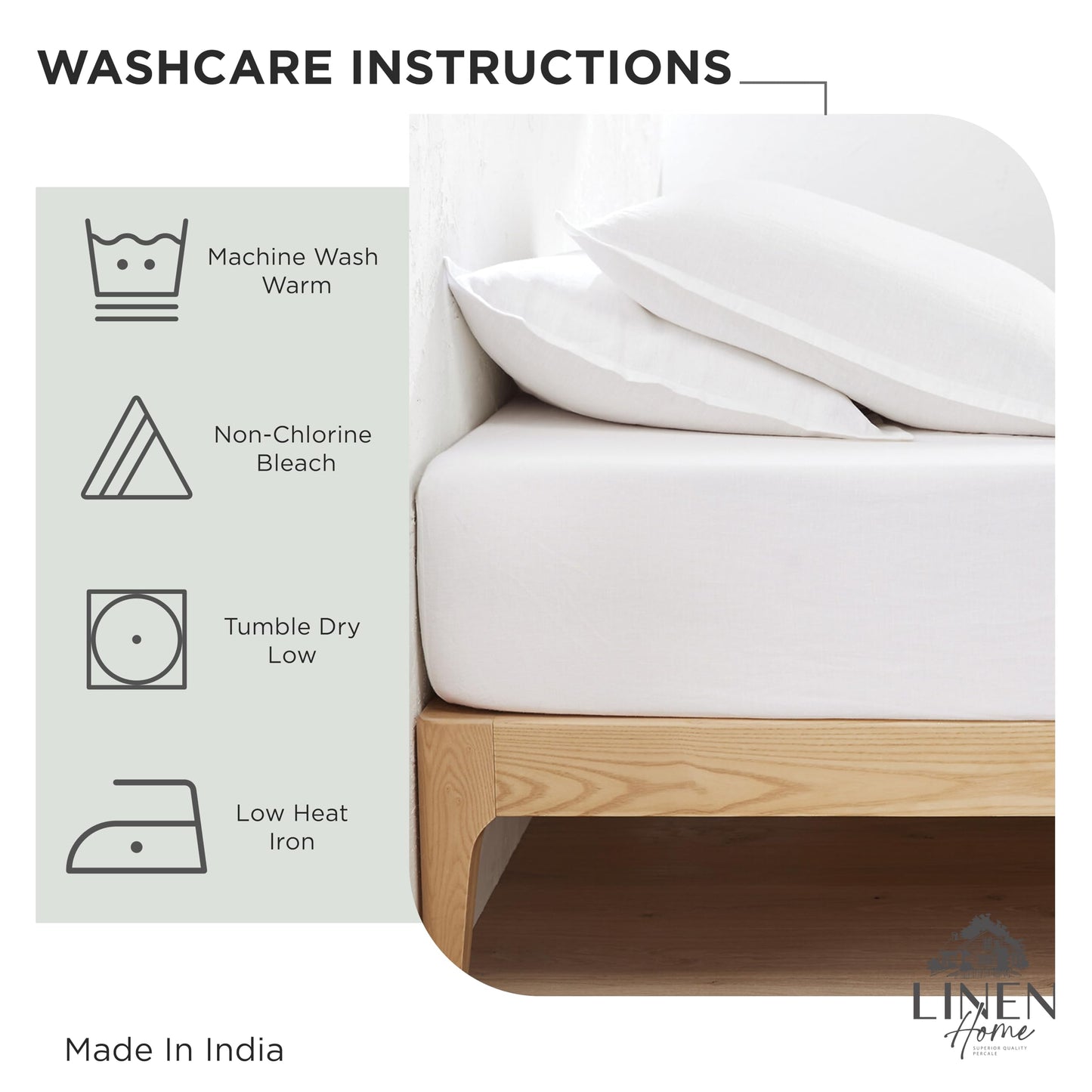 Linen Home 100% Cotton Percale Pillowcases King Size, Baby Blue, 2 Pieces of Pillow Case, Crisp and Cool Strong Bed Linen, 20 inches X 40 inches