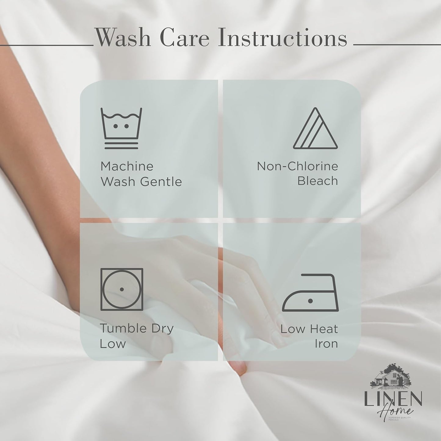 Linen Home 100% Cotton Percale Sheets King Size, Pastel Turk, Deep Pocket, 4 Pieces Set - 1 Flat, 1 Deep Pocket Fitted Sheet and 2 Pillowcases, Crisp Cool and Strong Bed Linen