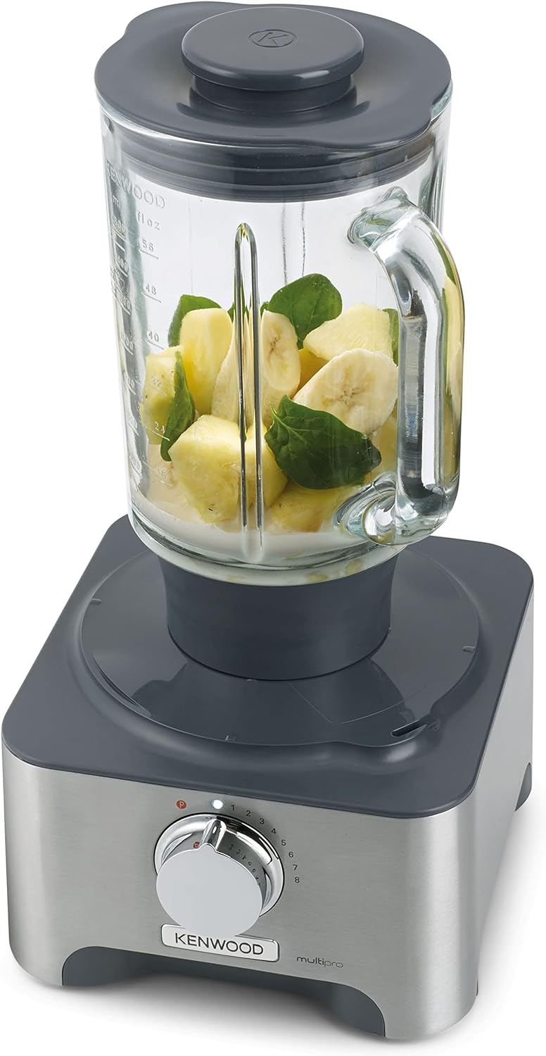 Kenwood Food Processor 1000W Multi-Functional With 3 Stainless Steel Disks, Glass Blender, Chopper Bowl, Grinder Mill, Juicer Extractror, Dual Metal Whisk, Dough Maker, Citrus Juicer Fdm788Ba Silver