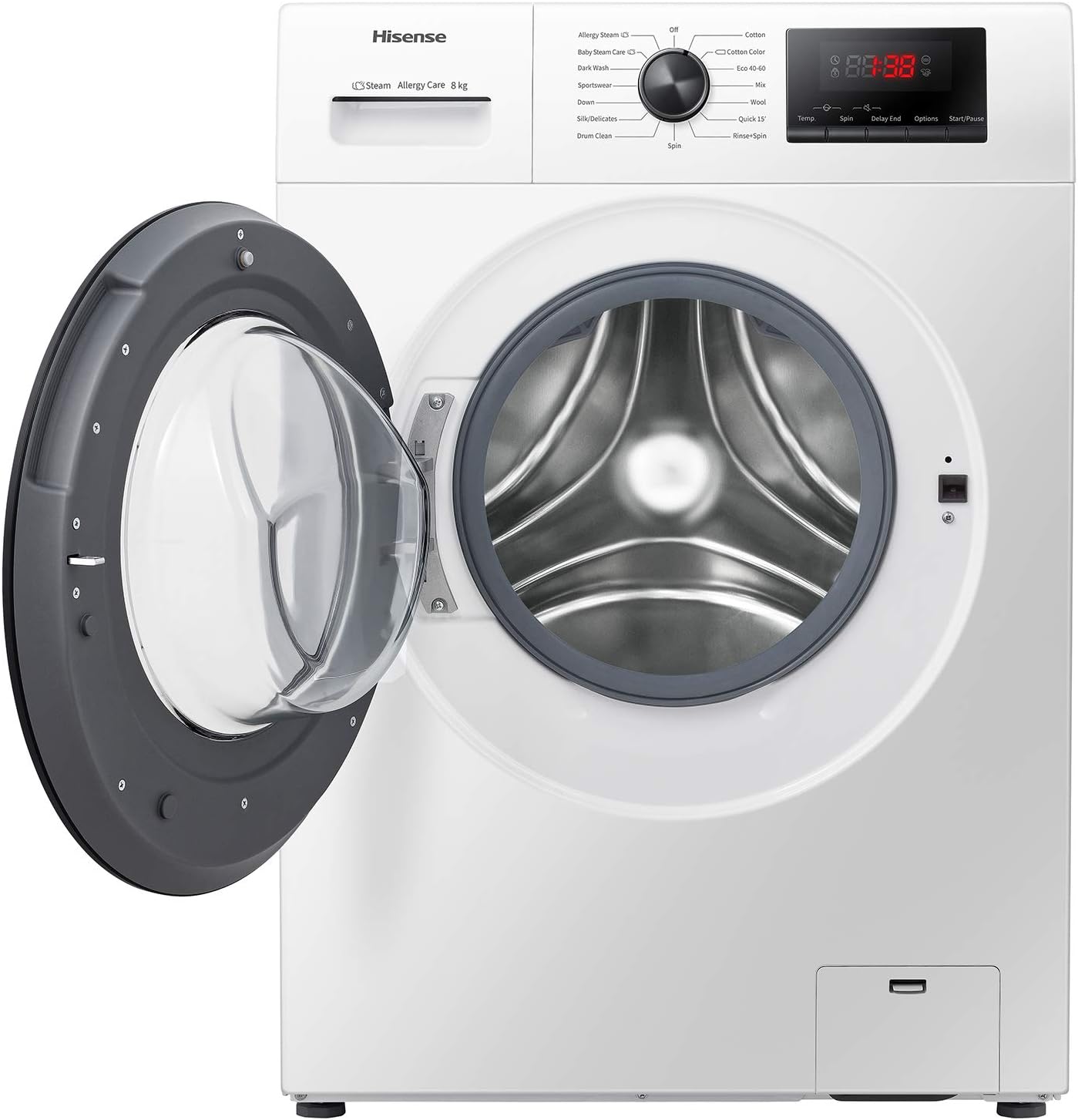 Hisense 8Kg Front Loading Washing Machine 1200 RPM Silver Model WFPV8012EMT -1 Years Full Warranty.