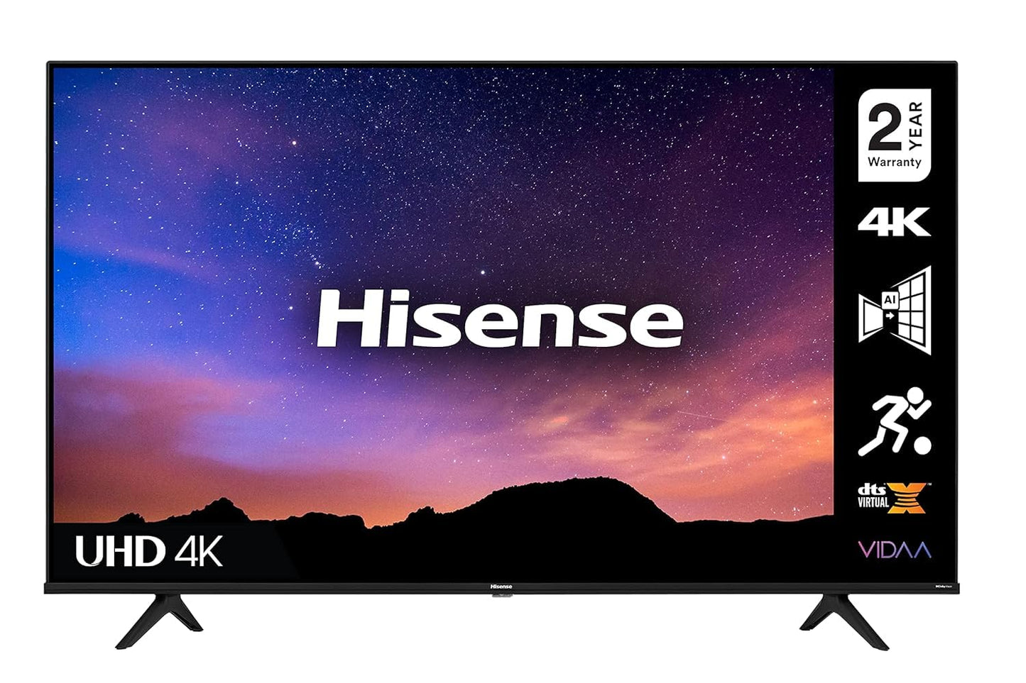 Hisense 43 Inch TV 4K UHD Smart TV, With Dolby Vision HDR, DTS Virtual X, YouTube, Netflix, Freeview Play & Alexa Built-in, Bluetooth & WiFi Black Model 43A6GTUK -1 Year Full Warranty.