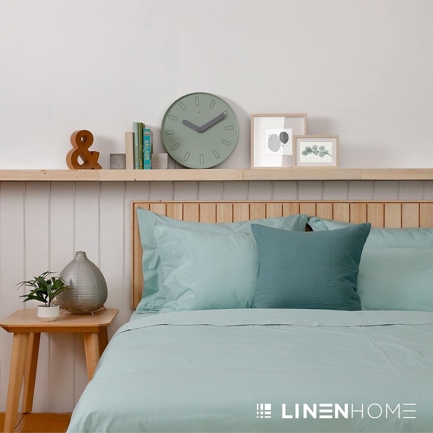 Linen Home 100% Cotton Duvet Cover Set, Full/Queen, Crisp, Cool, Soft & Breathable Duvet Cover with Button Closure, Bed Linen All-Season Luxury, 3 Pieces-1 Duvet Cover & 2 Pillow sham, Pastel Turk