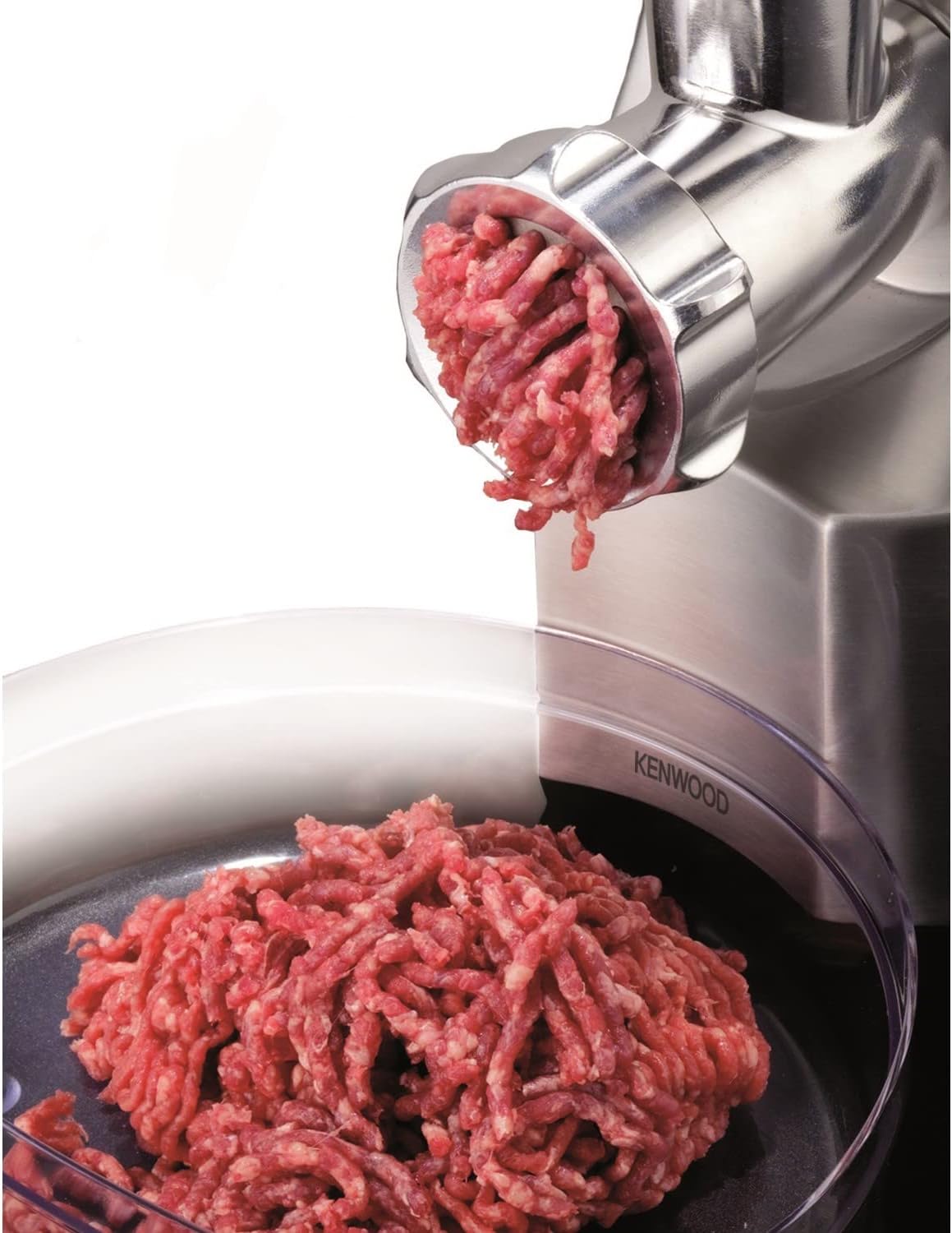 KENWOOD Meat Grinder 1600W Powerful Metal Body Mincer with Kibbeh Maker, Sausage Feed Tube Pusher, 3 Stainless Steel Screens for Fine, Medium & Coarse Results MG510 Silver