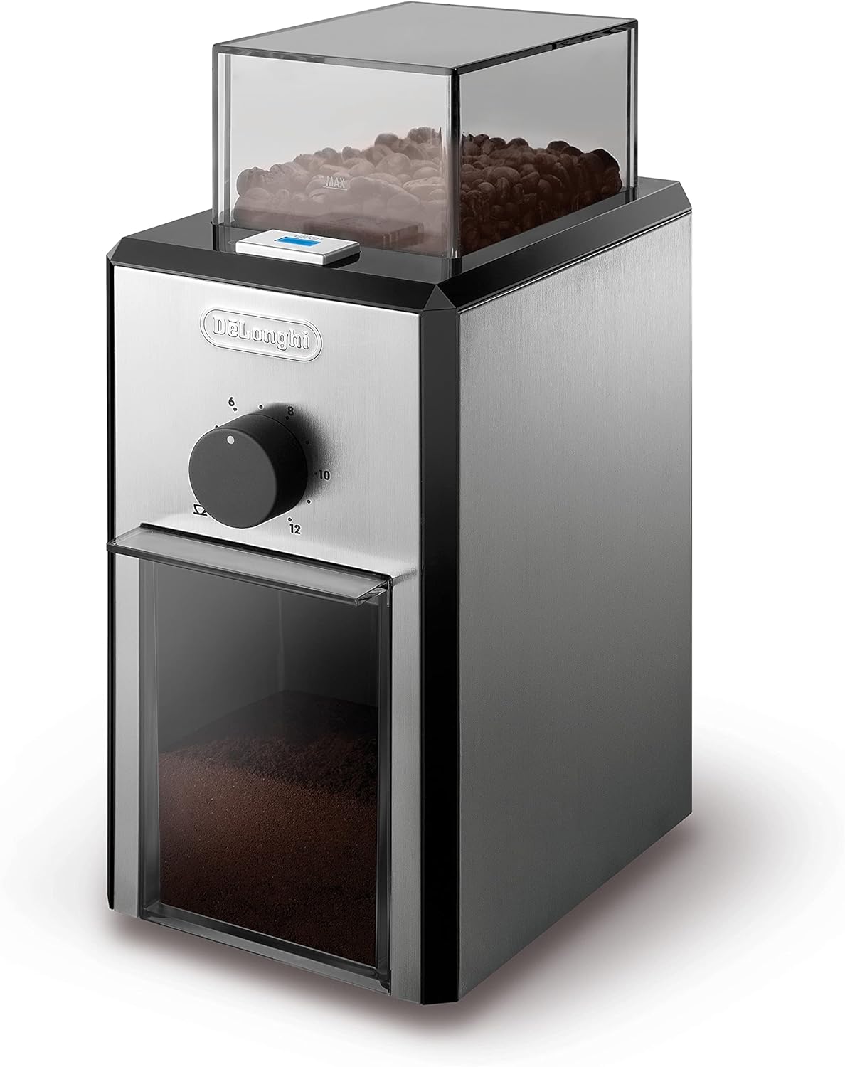 De'Longhi KG89 KG 89 Professional coffee grinder for up to 12 cups, plastic housing, silver, 110 watts